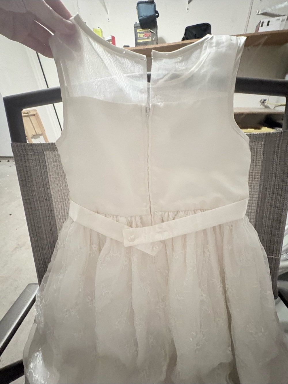 Girls White Lace Overlay Party Dress - Picture 7 of 7